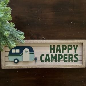 “Happy Campers” Wood Framed Wall Sign